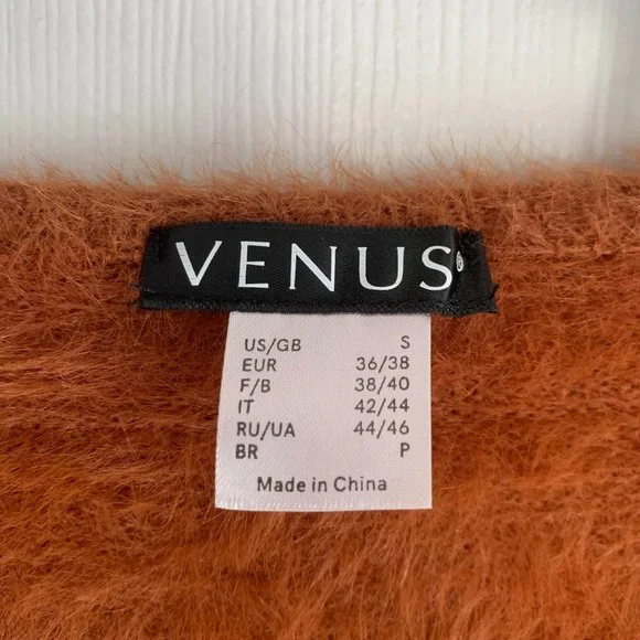 Camel Fuzzy Wrap Sweater. Tie Front, Long Sleeve. Sexy, Low Plunge V-Neck. US S - Picture 7 of 7